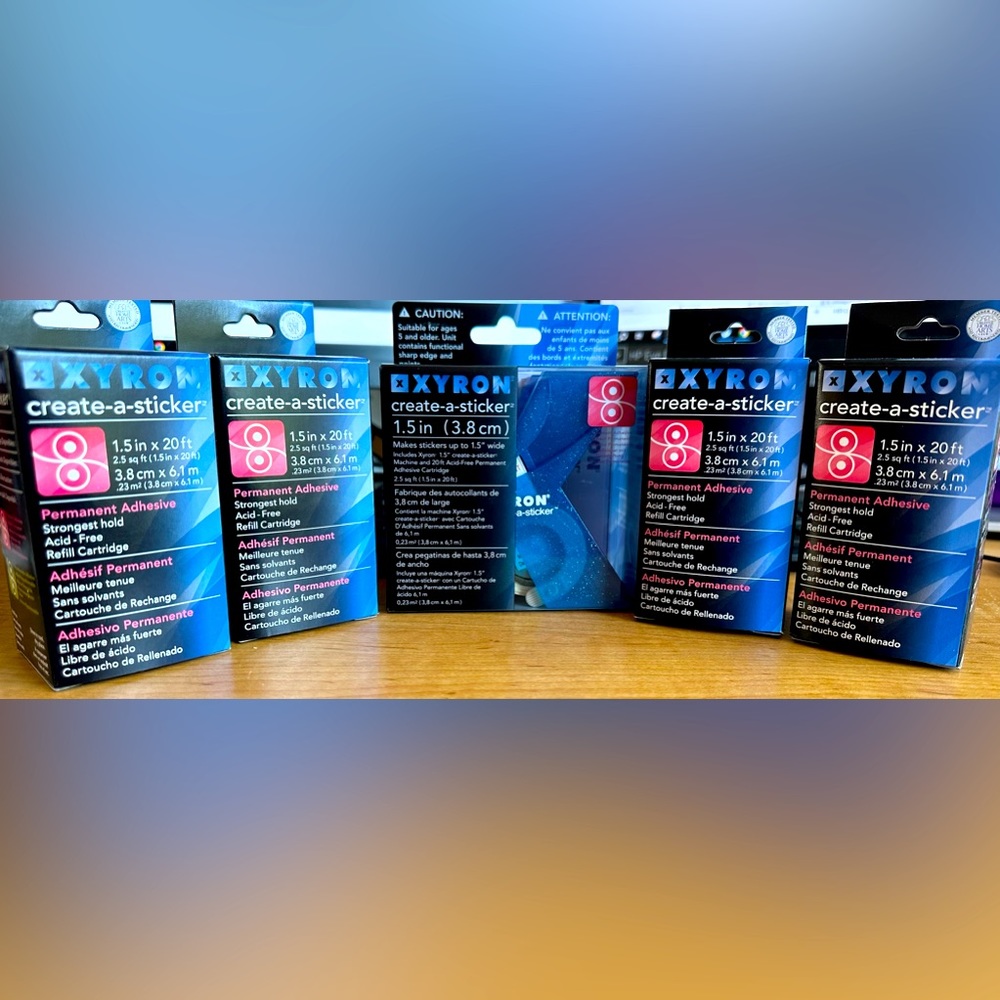 NEW Xyron Create-A-Sticker 1.5” Machine with 4 Permanent Adhesive Refill Cartrid